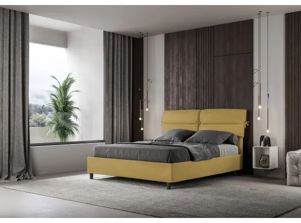Letto matrimoniale e rete 160x190 in microfibra ocra Nandy