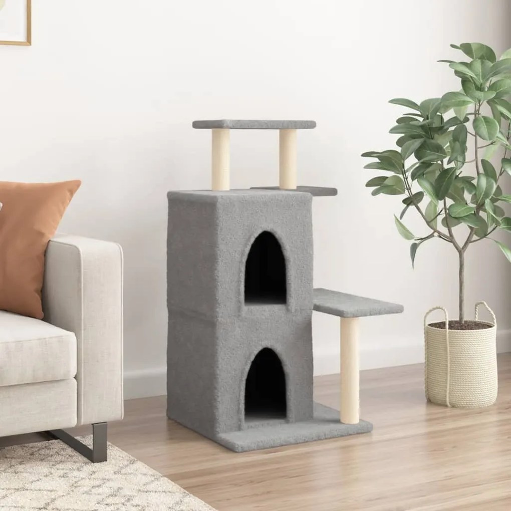 Albero per gatti con tiragraffi in sisal grigio chiaro 97 cm