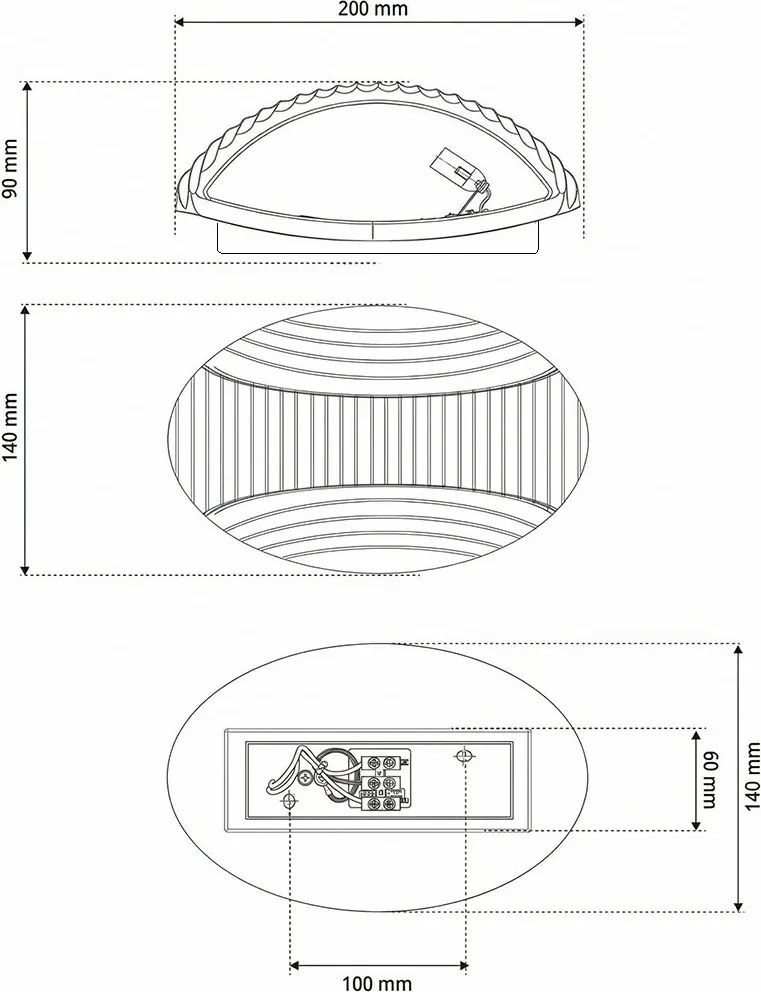 Applique Tonda da Parete 2xG9 Rigata in Gesso Pitturabile