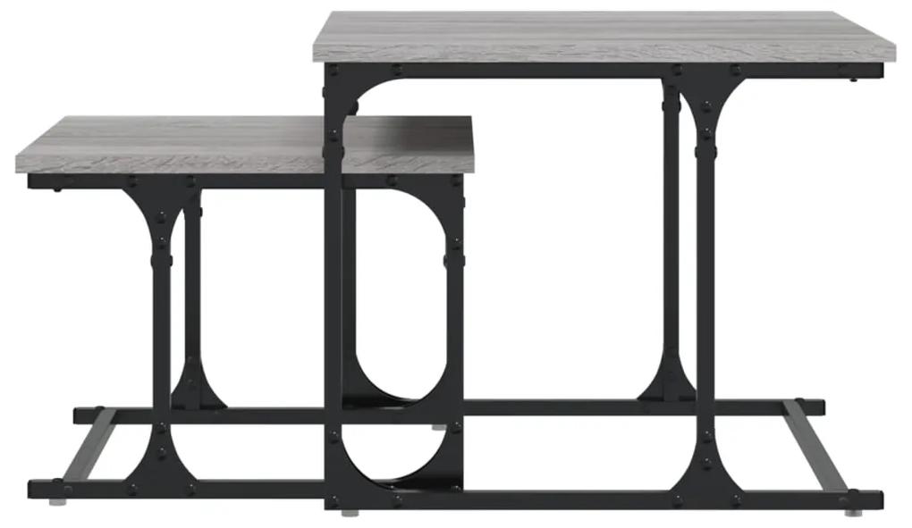 Tavolini salotto impilabili 2pz grigio sonoma legno multistrato