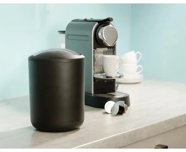 WENKO 21211100 - Cestino BRASIL 14x21 cm, nero/cromo lucido