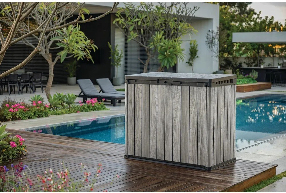 Contenitore da giardino grigio in plastica Deco – Keter