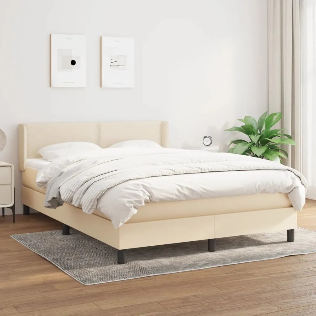 Giroletto A Molle Con Materasso Crema 140x200 Cm İn Tessuto /