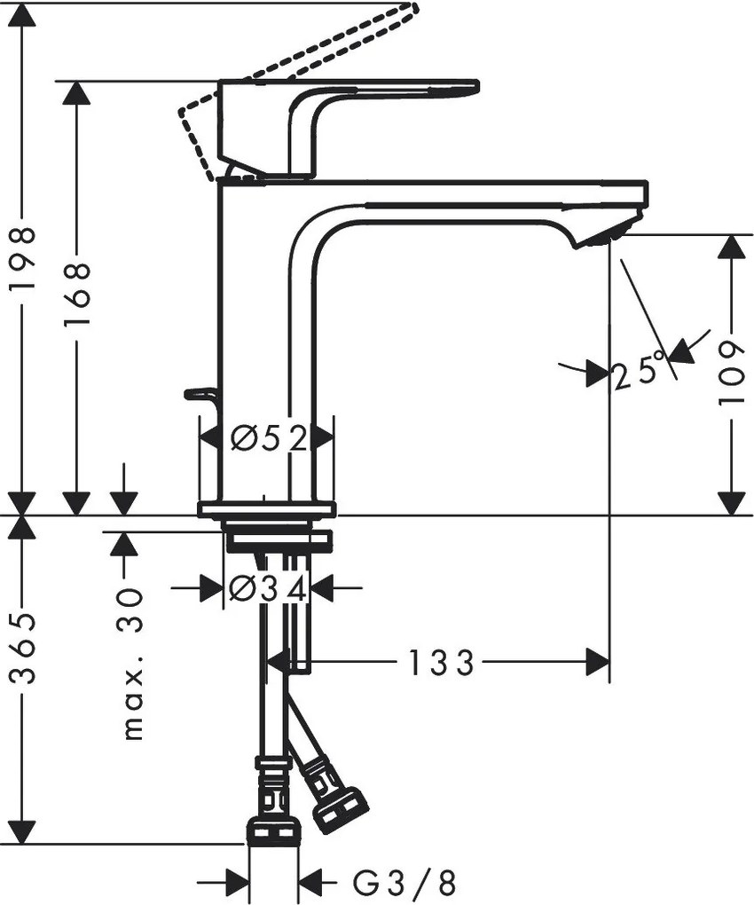 Miscelatore lavabo 110 con piletta di scarico cromo Rebris E 72557000 Hansgrohe