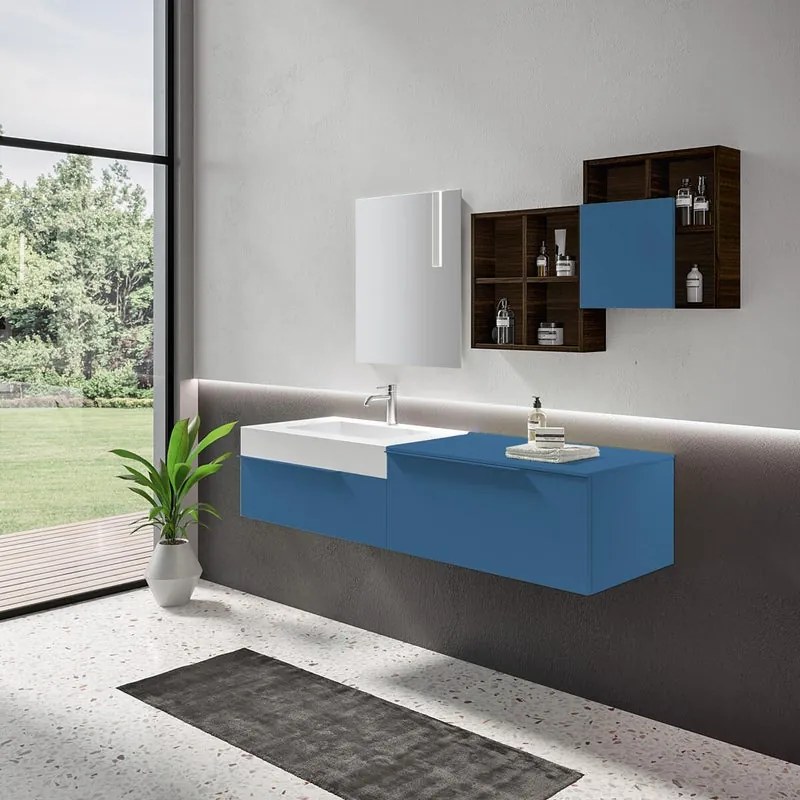 Mobile bagno sospeso con lavabo L 170 x H 36 x P 51 cm avio per vasca a sinistra Ginevra
