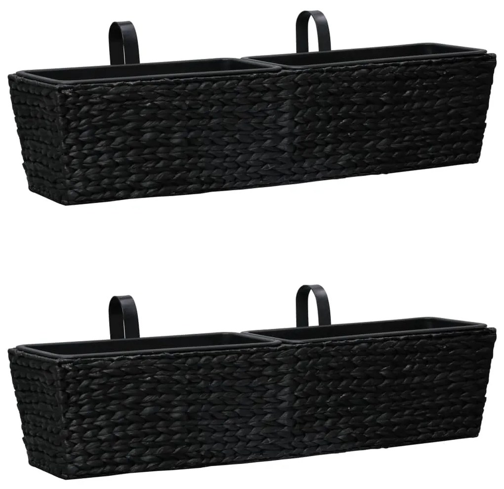 Fioriere 2 Pz İn Giacinto Intrecciato Nero /