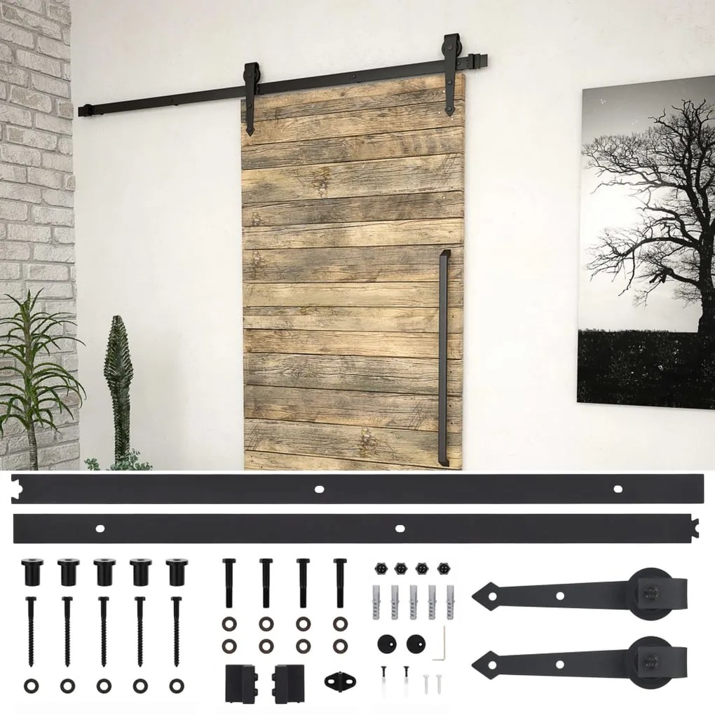 Kit Di Binari Per Porte Scorrevoli Skıen 200 Cm Acciaio Nero /