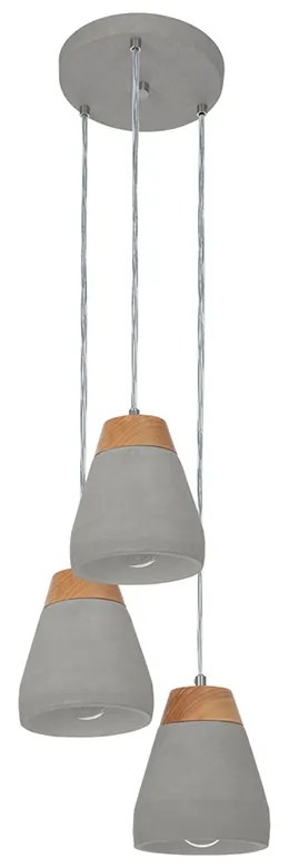 Lampadario Contemporaneo Tarega 3 Luci Acciaio Grigio