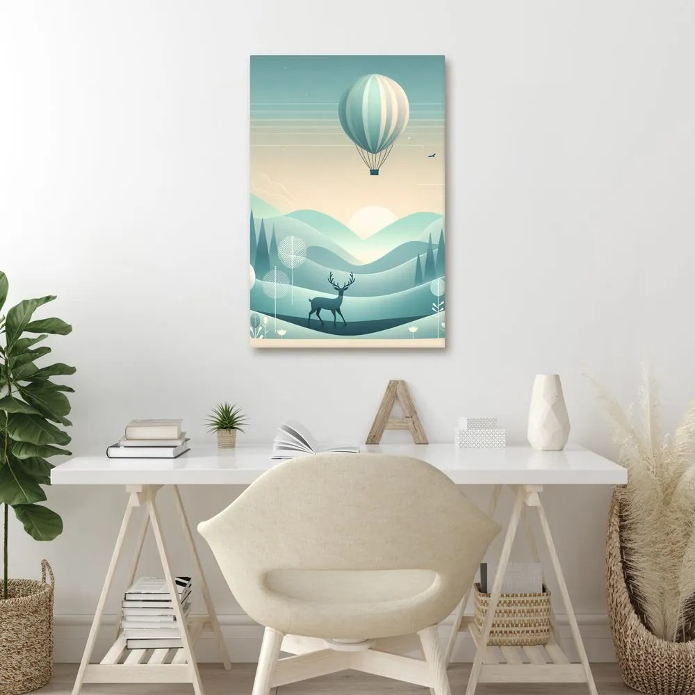 Quadro su tela – Cervo in paesaggio blu