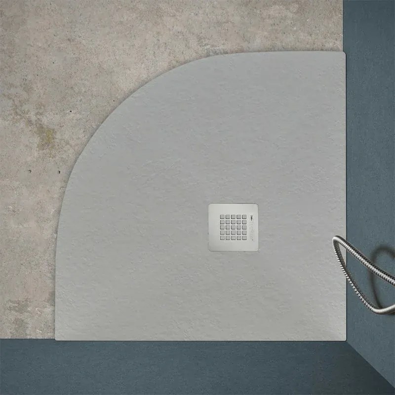 Piatto doccia semicircolare 100x100 grigio riducibile su misura Ten