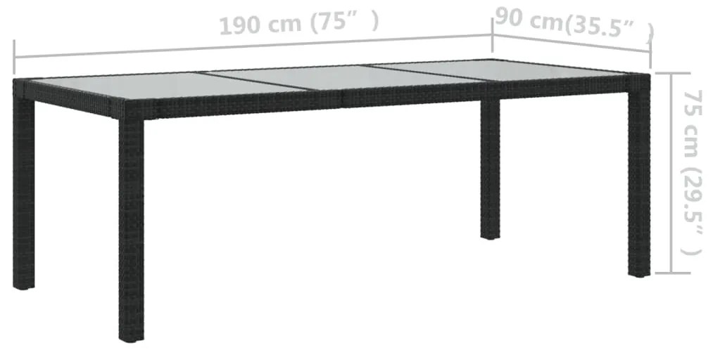 Set da Pranzo da Giardino 7 pz con Cuscini in Polyrattan Nero