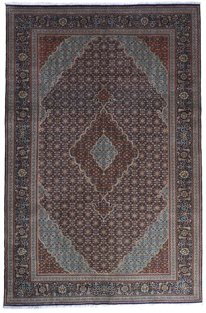 Tabriz Tappeto 300x200 Blu (Iran) Annodato A Mano
