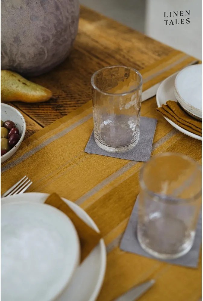 Runner da tavola in lino 200x200 cm Amber Bronze Stripes - Linen Tales