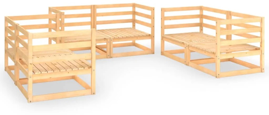 Set divani da giardino 6 pz in legno massello di pino