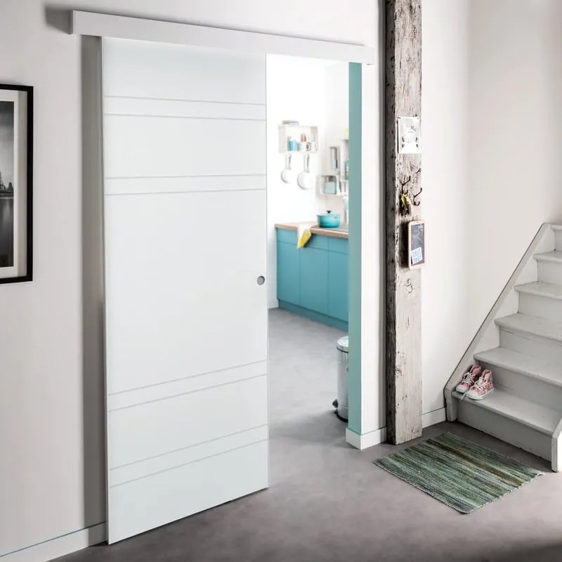 Porta scorrevole reversibile ERIS in mdf bianco, L 70 x H 210 cm, con binario Silver