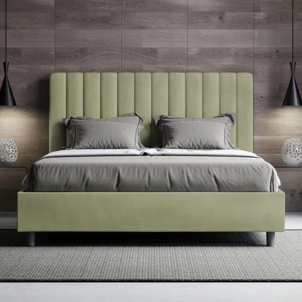 Letto matrimoniale e rete 160x200 in microfibra tč verde Agueda