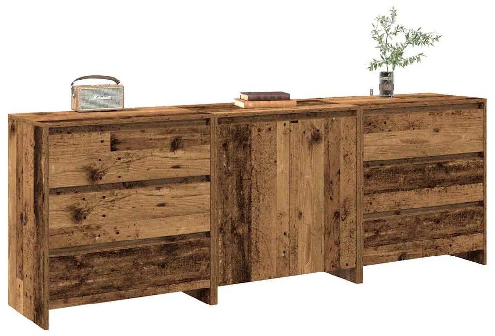 Credenza 3 Pz Legno Antico İn Legno Multistrato /