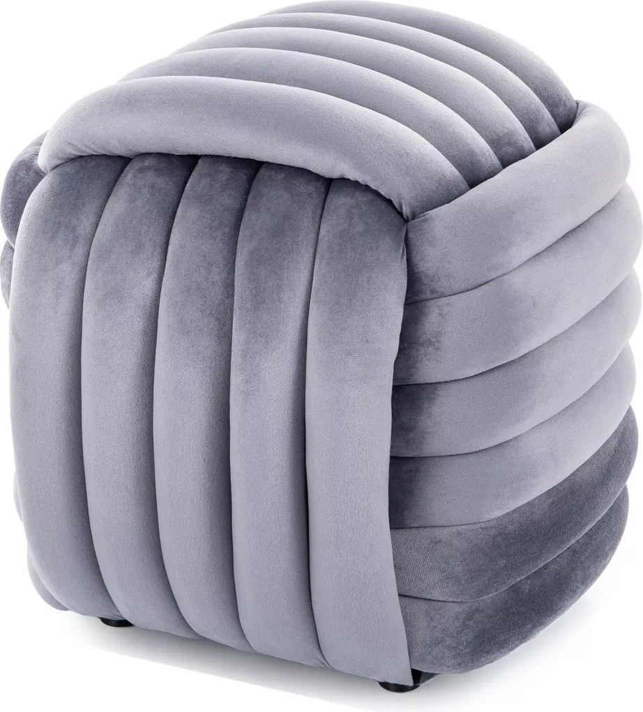 Pouf Bruni Velvet in velluto color grigio – 45x45x42 cm