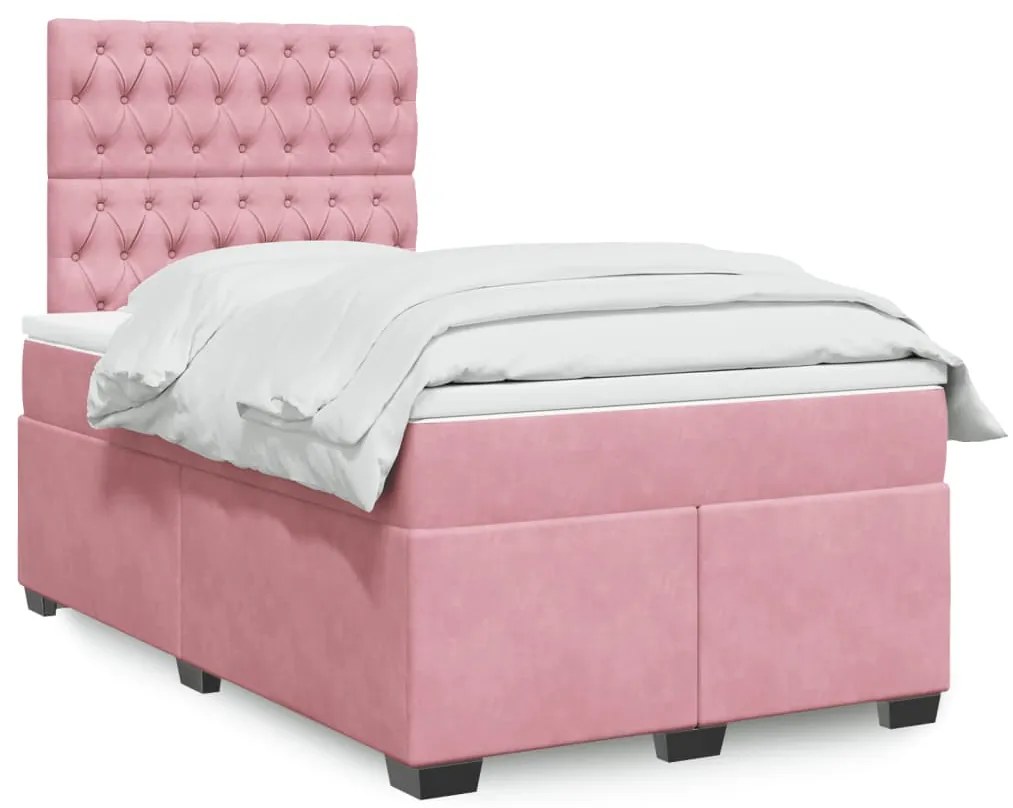 Giroletto A Molle Con Materasso Rosa 120x200 Cm İn Velluto /