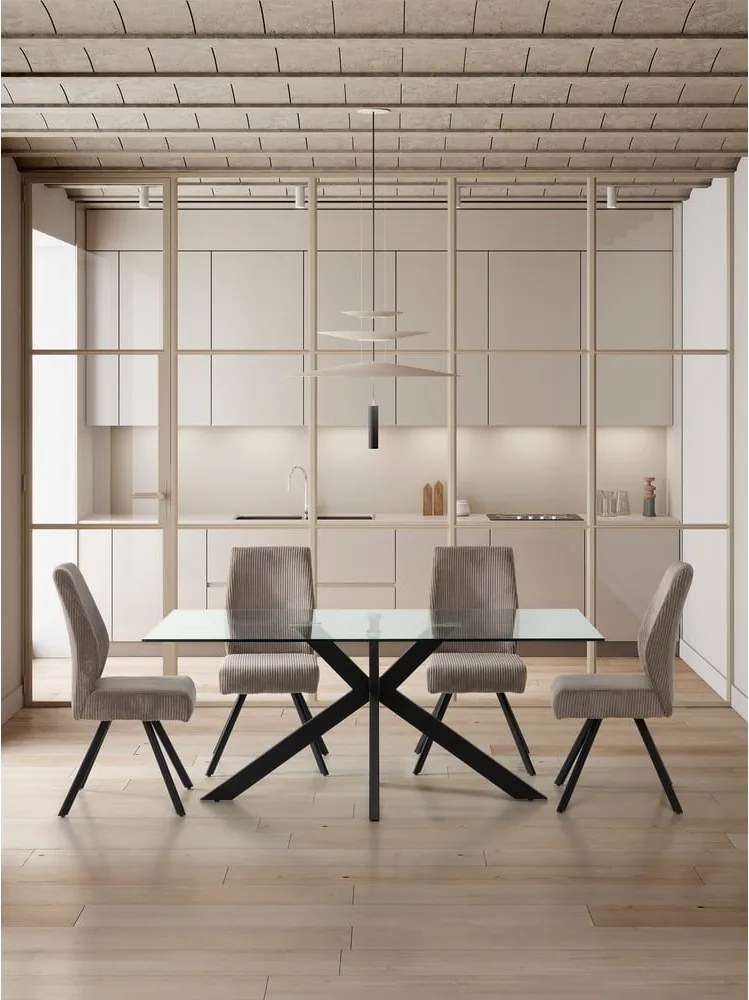 Set di 2 sedie da pranzo in velluto a coste grigio chiaro Anibal - Marckeric