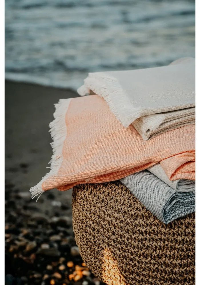 Plaid beige con cotone Summer , 140 x 180 cm Linen - Euromant