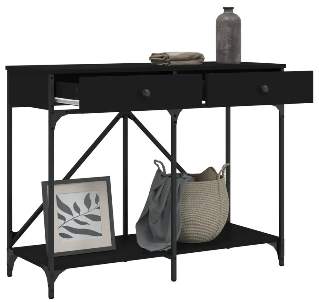 Tavolino consolle nero 100x39x78,5 cm in legno multistrato