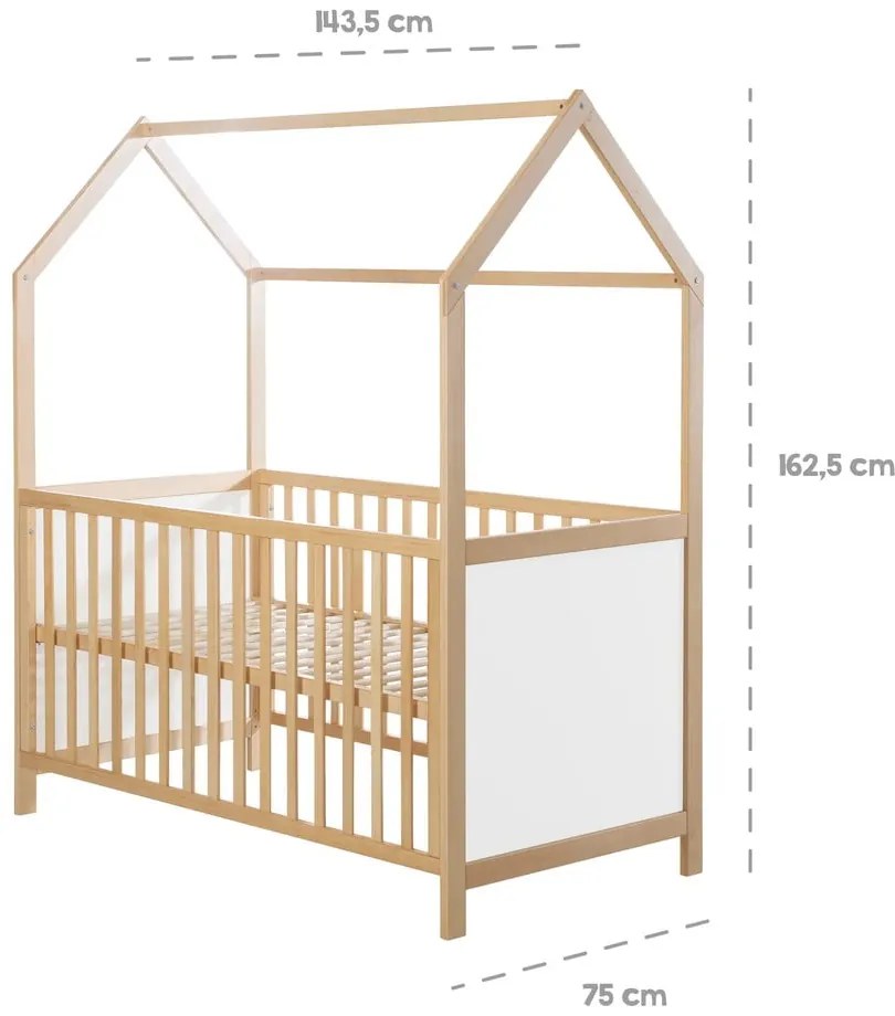 Lettino in colore bianco e naturale 70x140 cm - Roba
