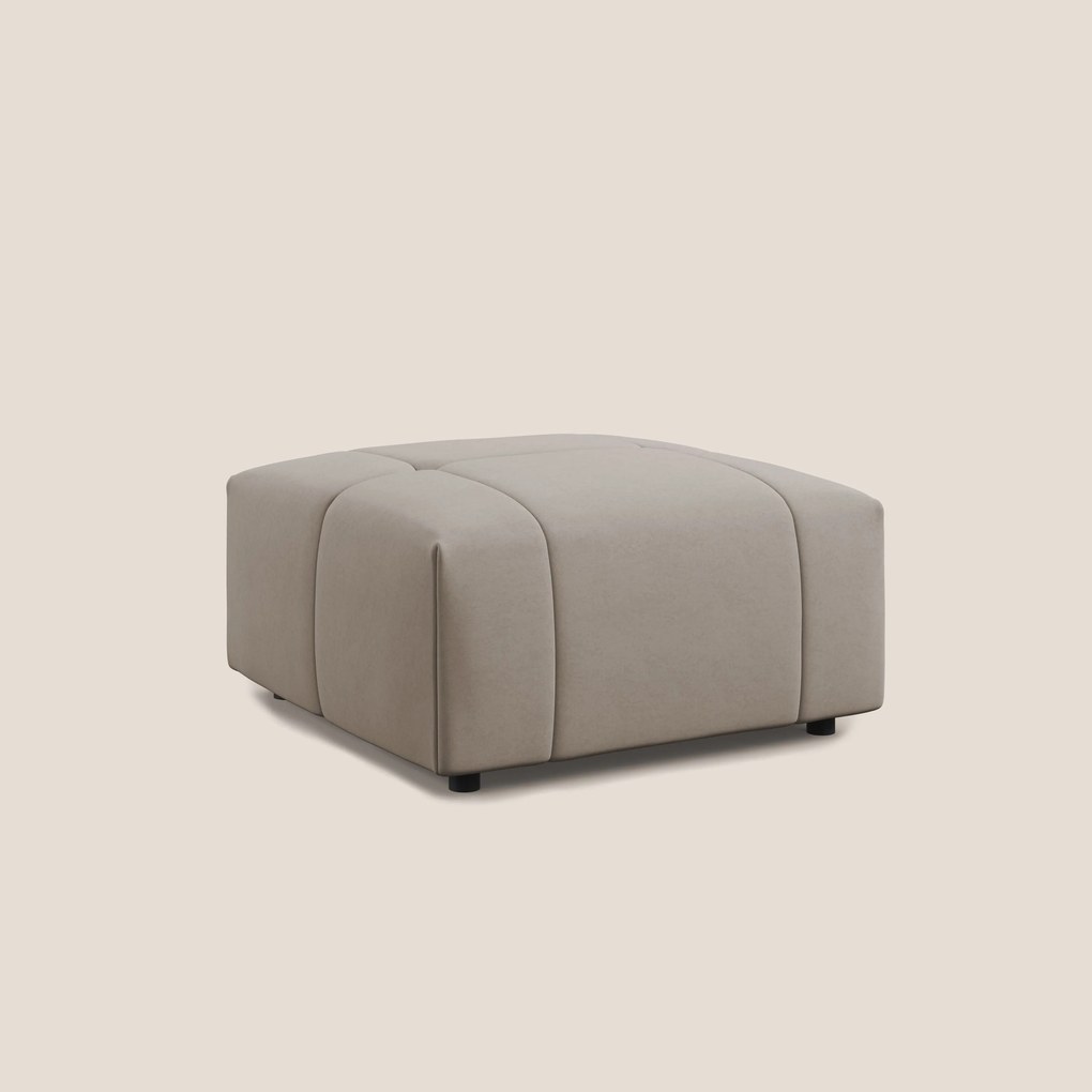 Giotto pouf in morbida microfibra effetto velluto impermeabile idrorepellente T09 tortora