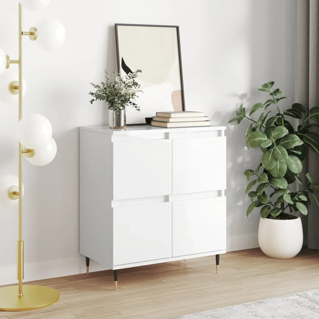 Credenza bianco lucido 60x35x70 cm in legno multistrato