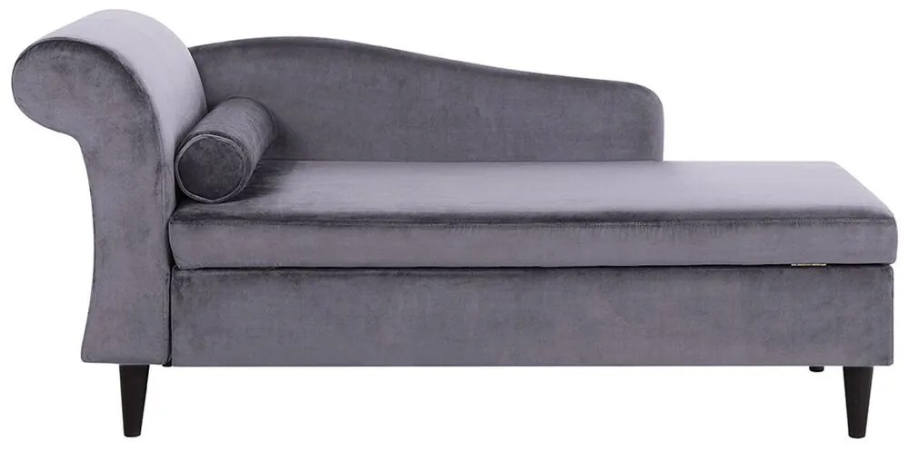 Chaise longue velluto grigio scuro e legno scuro sinistra LUIRO Beliani