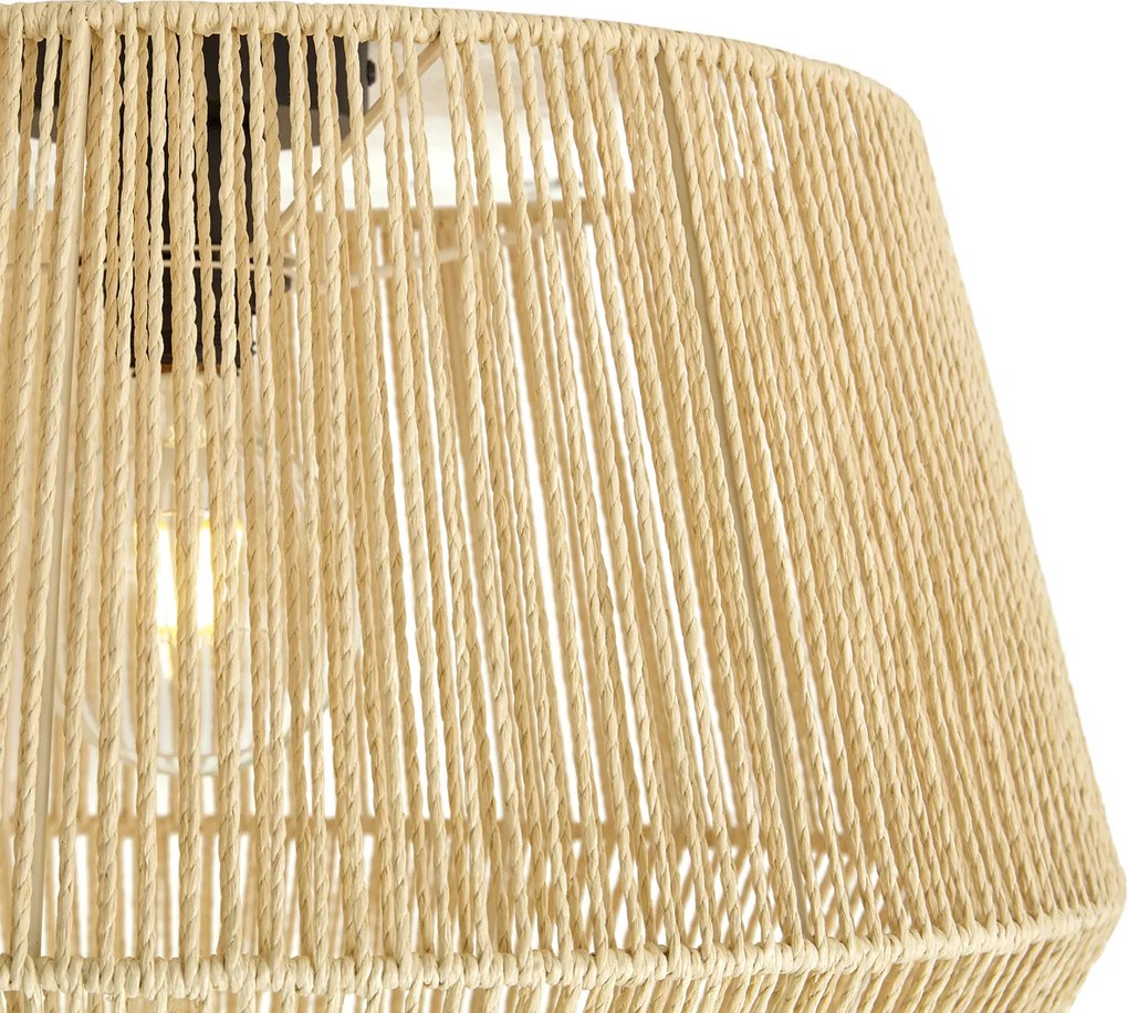 Plafoniera Nera con Paralume in Corda Beige 50/50/30 - Cyl