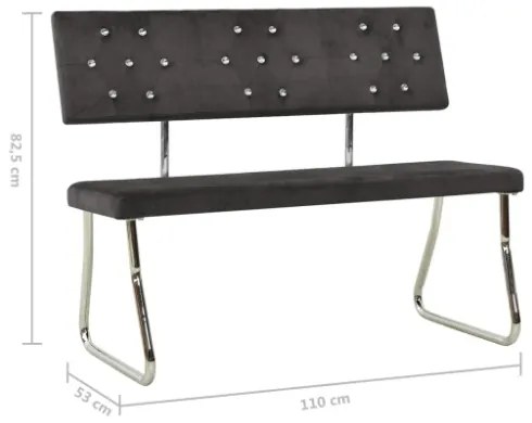 Panca 110 cm in Velluto Grigio Scuro