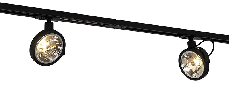 Sistema di illuminazione a binario moderno con 5 faretti nero 1 fase - Iconic Go