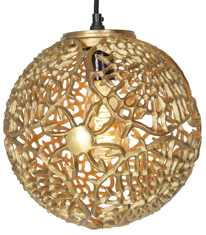 Lampada a sospensione Art Déco oro rotonda 3 luci - Maro