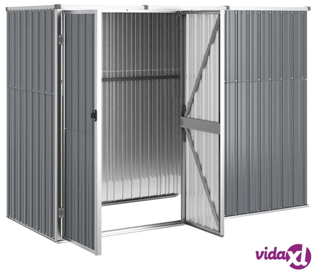 vidaXL Capanno per Attrezzi Grigio 225x89x161 cm in Acciaio Zincato