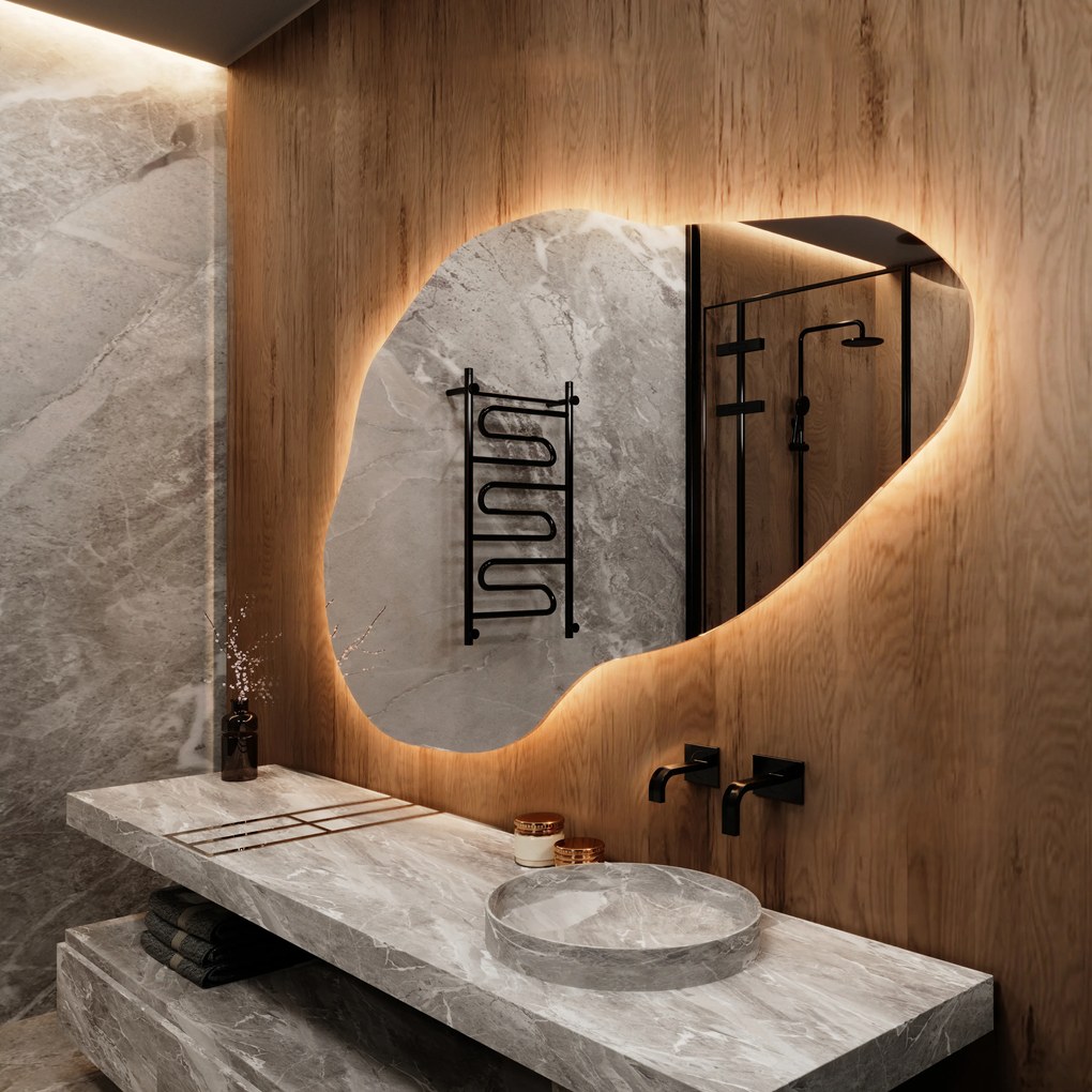 Specchio da bagno LED di forma irregolare P221