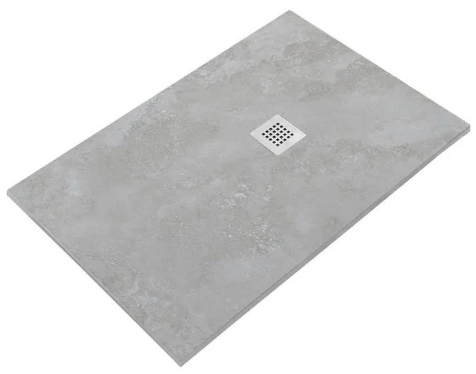 Piatto doccia SANYCCES in resina STRATO bianco L 70 x L 90 x H 2.7 cm opaco effetto pietra