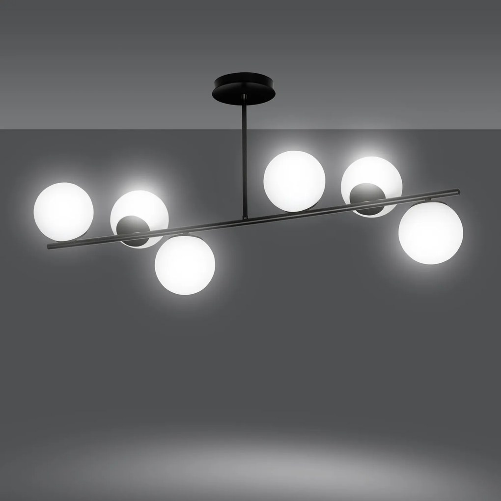 Plafoniera Contemporaneo Shiva Acciaio Nero 6 Luci E14 Ip20