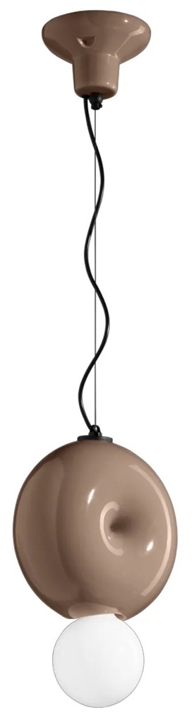 Sospensione Vintage Decò Bumbum 1 Elemento Ceramica Marrone Moka 1 Luce E27