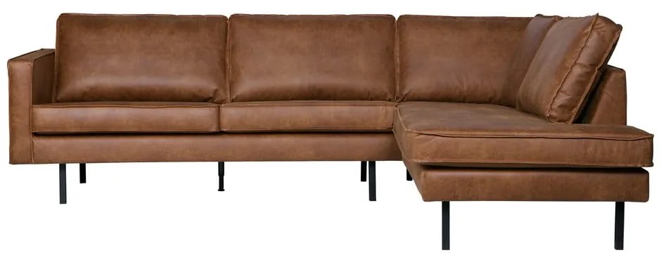Divano angolare marrone (con penisola a destra/a L) con rivestimento in finta pelle Rodeo – WOOOD