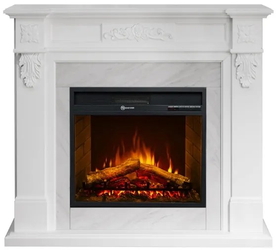 Camino elettrico da terra Bianco effetto marmo TRUMAN L121 x P38 x H108 cm