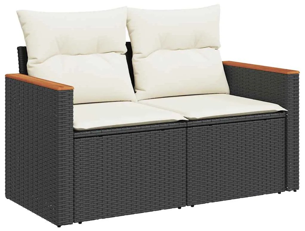 Set divani da giardino con cuscini 7pz nero polyrattan