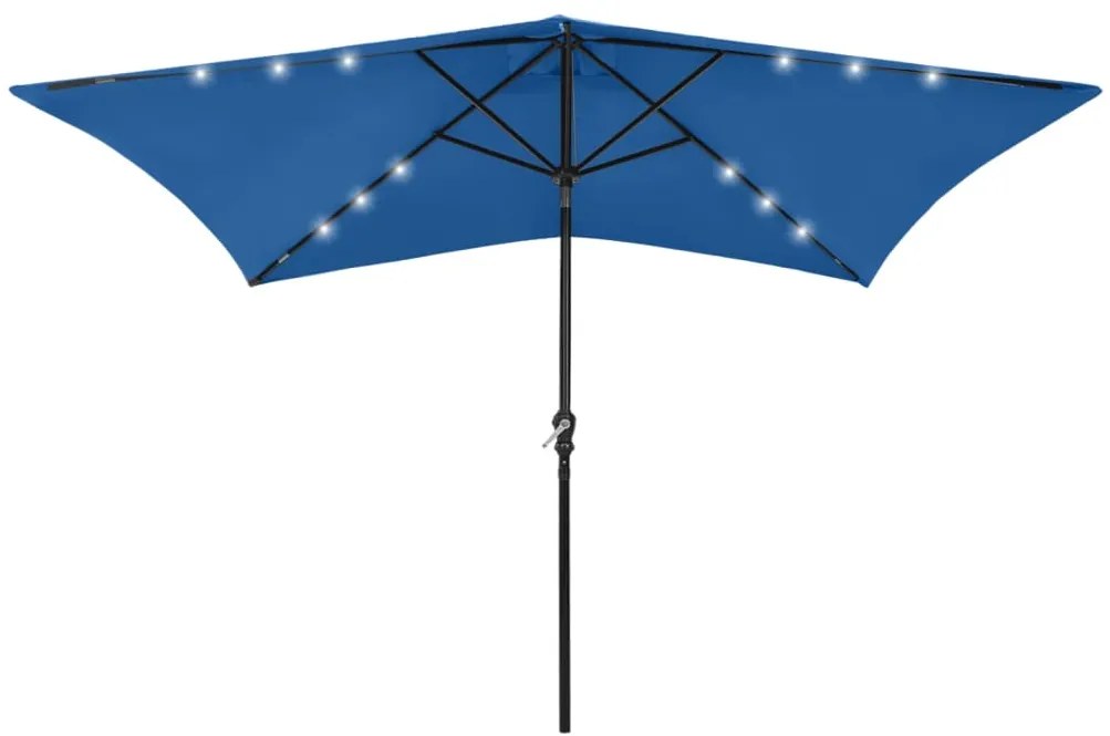 Ombrellone A Sbalzo Con Palo İn Acciaio E Led Azzurro 2x3 M /