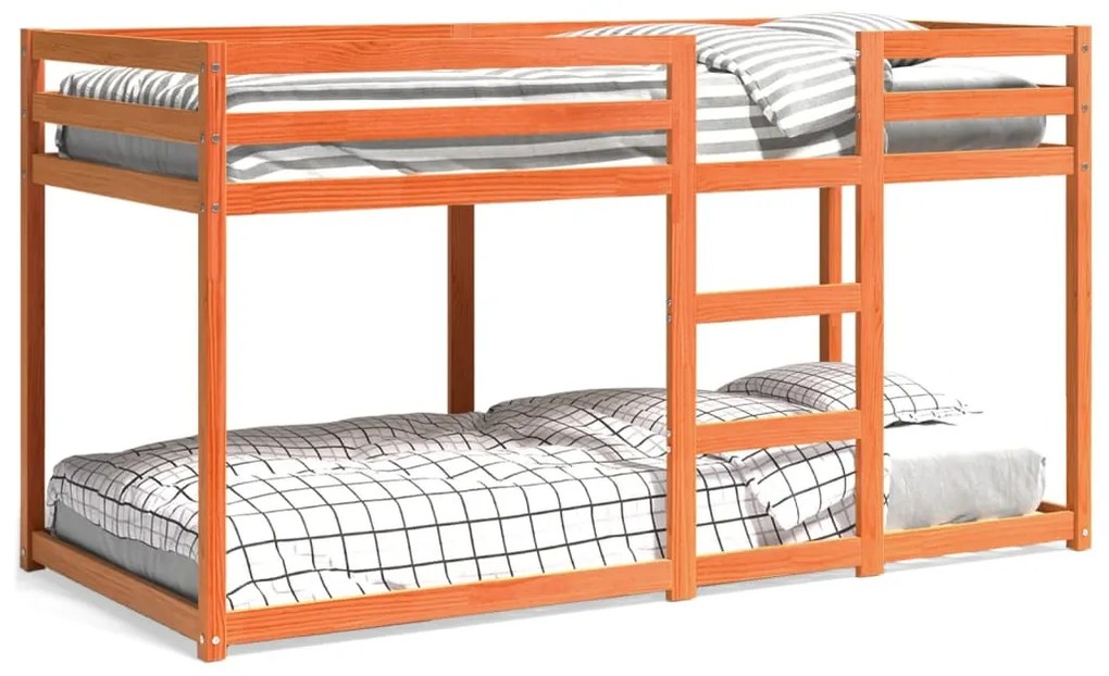 Letto A Castello Marrone Cera 90x200 Cm İn Legno Di Pino /