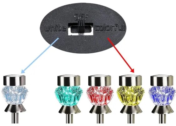 Lampada LED solare CRYSTAL 2xLED-RGB/0,02W/1xAAA cromo opaco