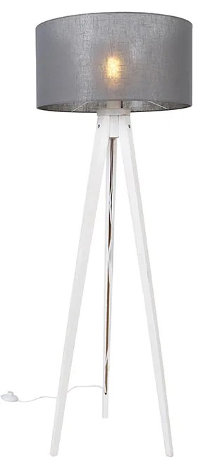 Lampada da terra a treppiede moderna bianca con paralume grigio 50 cm - Tripod Classic