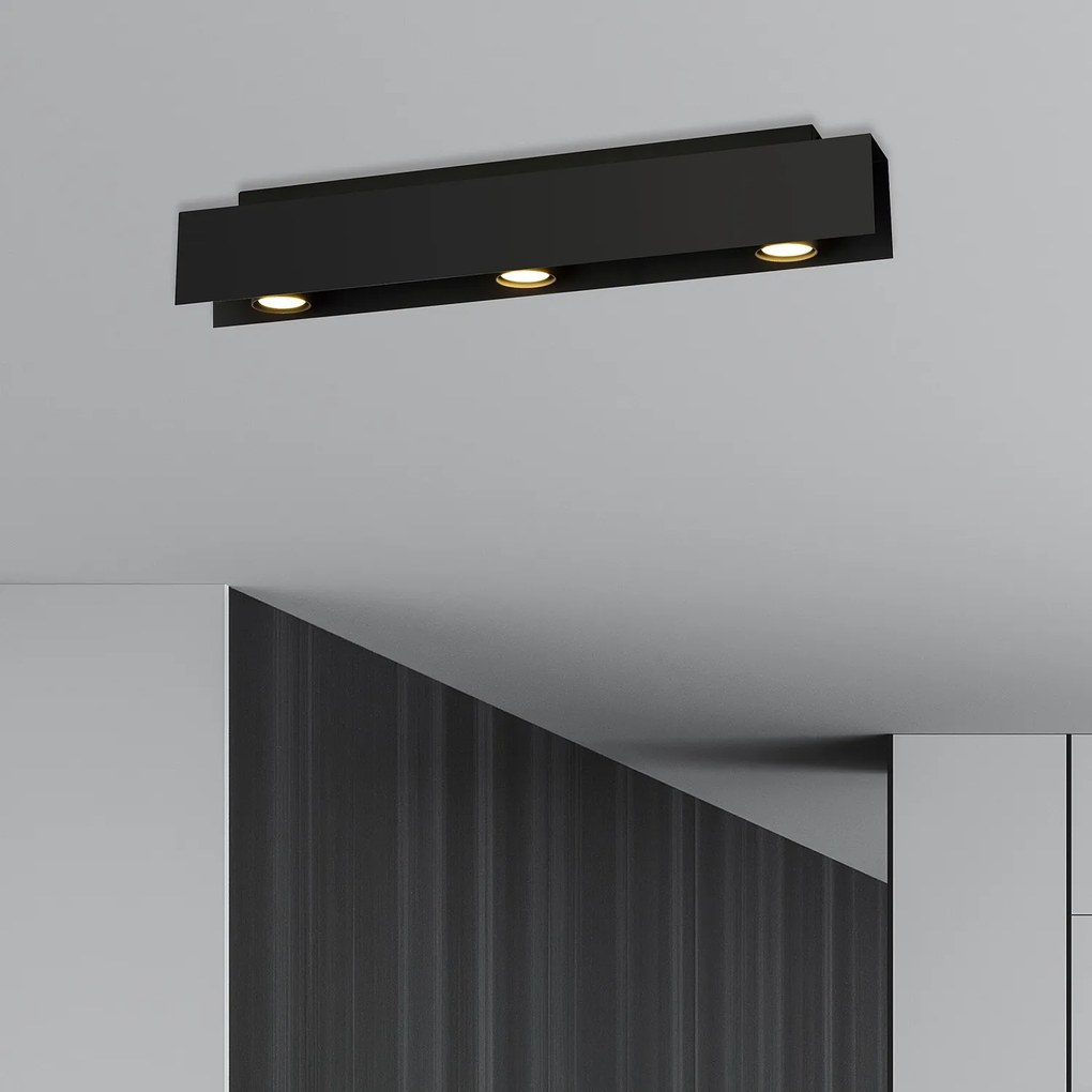 Plafoniera Moderna 3 Luci Cassiopea In Acciaio Nero