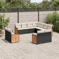 Set Divani da Giardino 11 pz con Cuscini in Polyrattan Nero 3226497