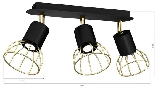 Faretto DANTE 3xGU10/25W/230V nero/oro