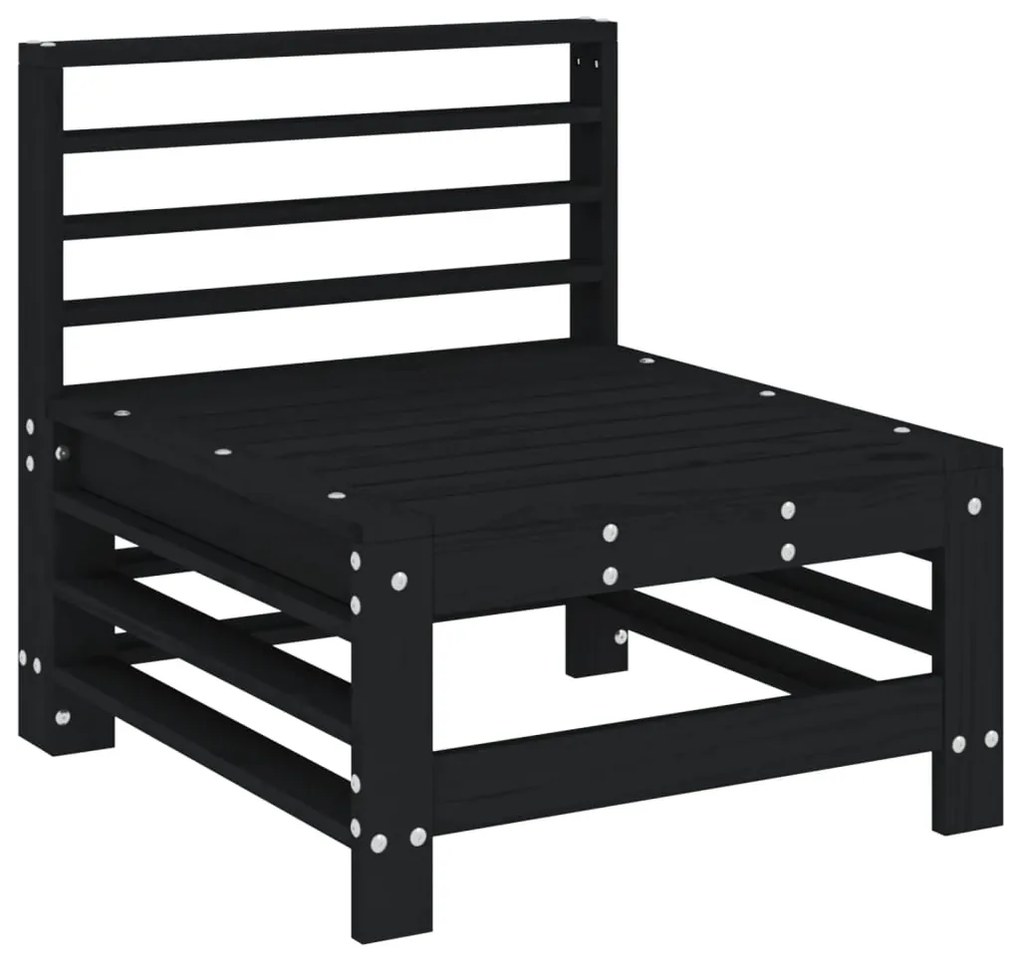 Set Salotto da Giardino 4 pz Nero in Legno Massello di Pino